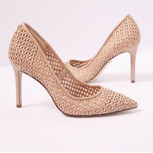 Sam Edelman Women's Pointed Toe Pumps Hazel Tan Raffia